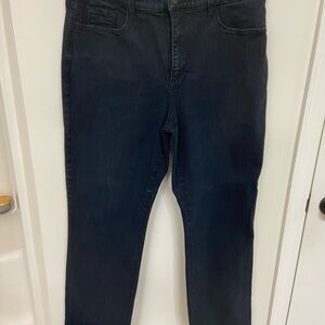 NYDJ Marilyn Straight Jeans Women's Dark Blue Wash size 14 Lift Tuck Technology